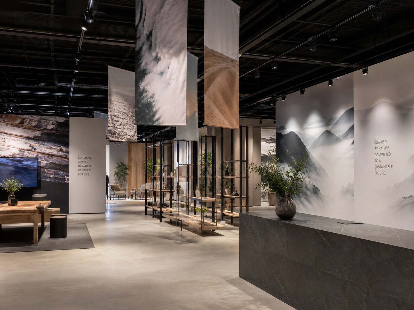 Fabric display showroom interior